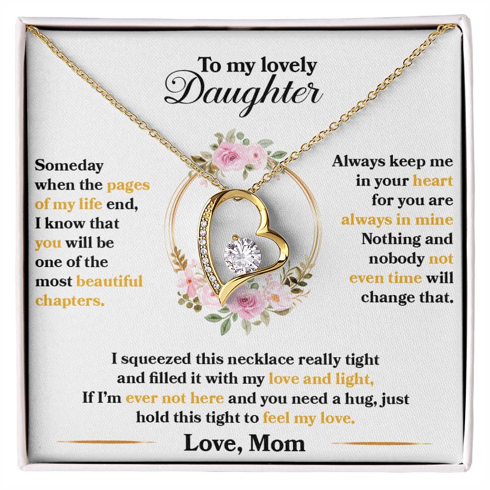 To My Daughter Jewelry Gift - Forever Love Heart Necklace - Keep Me In Your Heart