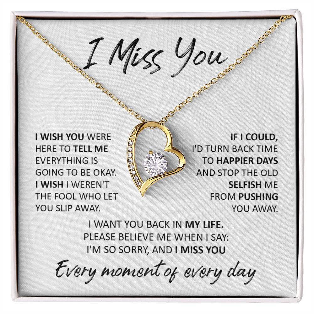 Soulmate -  I Miss You I Wish You Were Here - Forever Love Heart Necklace