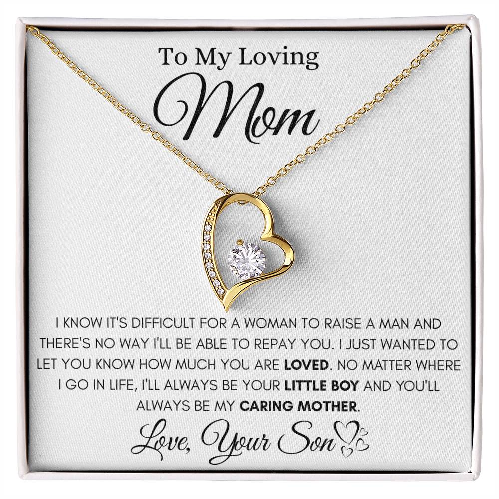 To My Mom From Her Son - Forever Love Heart Necklace -I'll Always Be Your Little Boy
