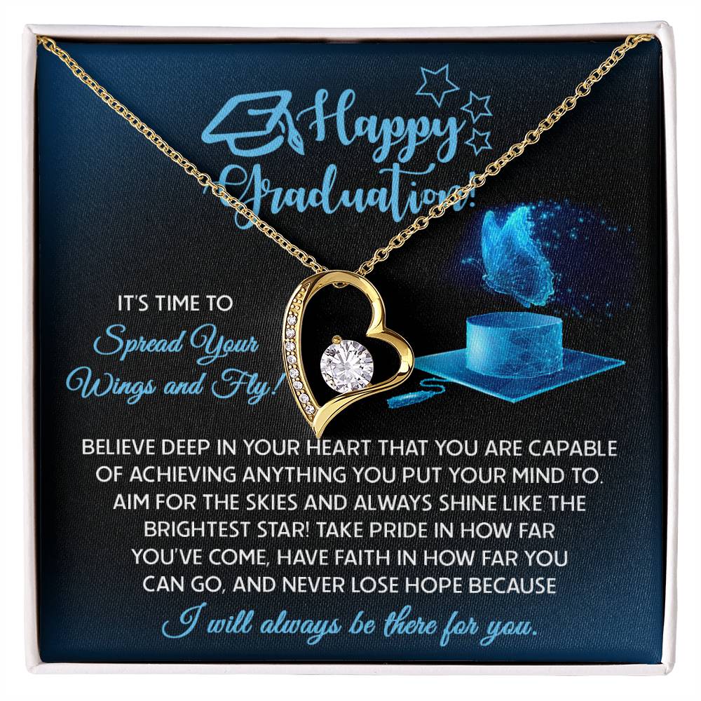 Her Graduation Gift -Spread Your Wings - Forever Love Heart Necklace