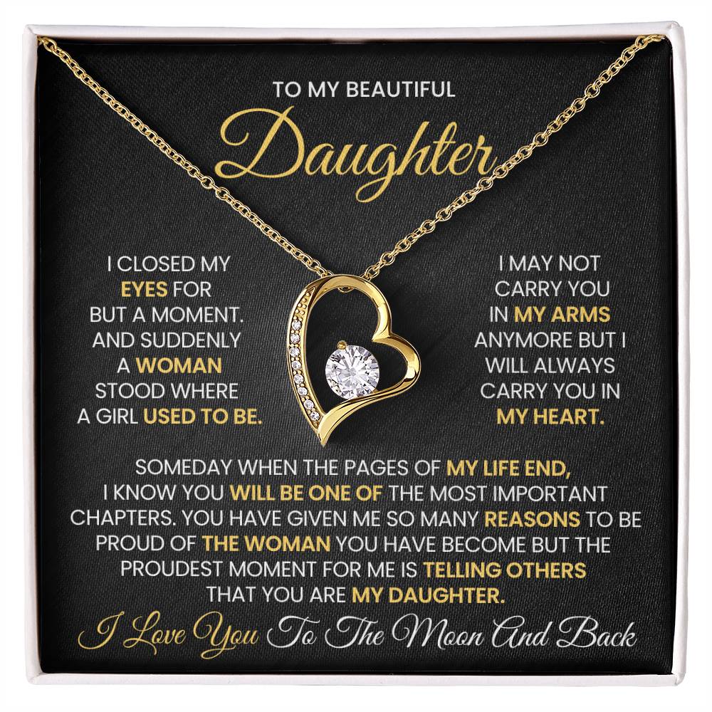 Daughter Jewelry Gift - Forever Love Necklace - I Will Always Carry You In My Heart