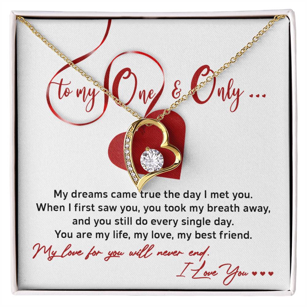 Soulmate Gift, My Love For You Will Never End, Forever Love Heart Necklace