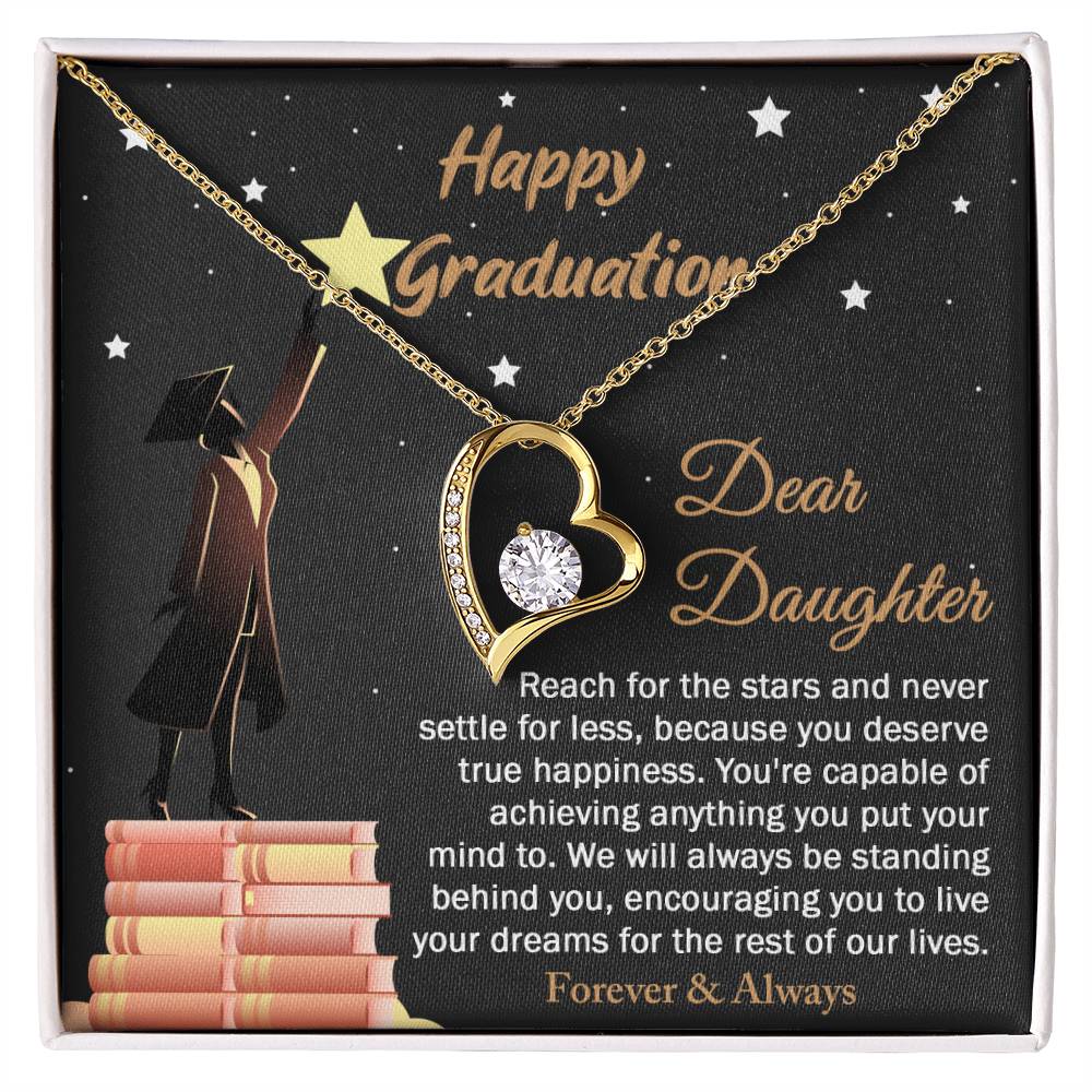 Daughter Graduation Gift - Happy Graduation 2 - Forever Love Heart Necklace