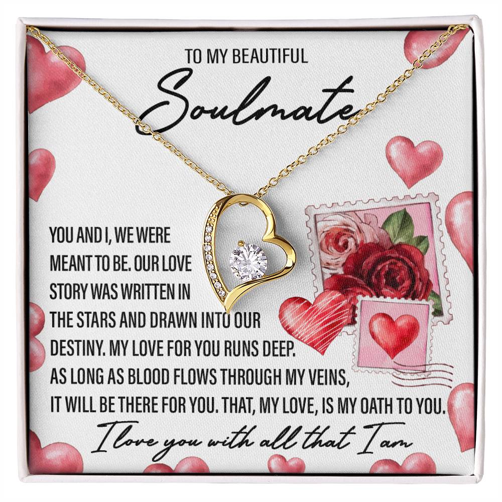 Soulmate Gift, Meant To Be, Forever Love Heart Necklace