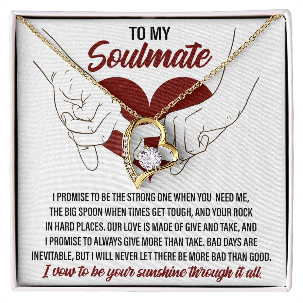 Soulmate -I  Promise To Be Strong - Forever Love Heart Necklace