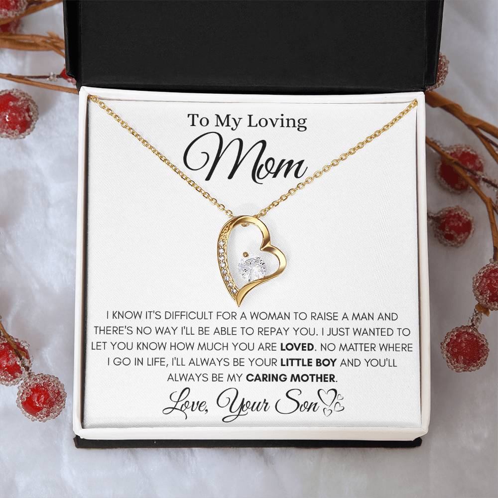 To My Mom From Her Son - Forever Love Heart Necklace -I'll Always Be Your Little Boy