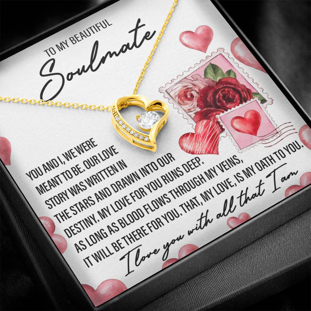 Soulmate Gift, Meant To Be, Forever Love Heart Necklace