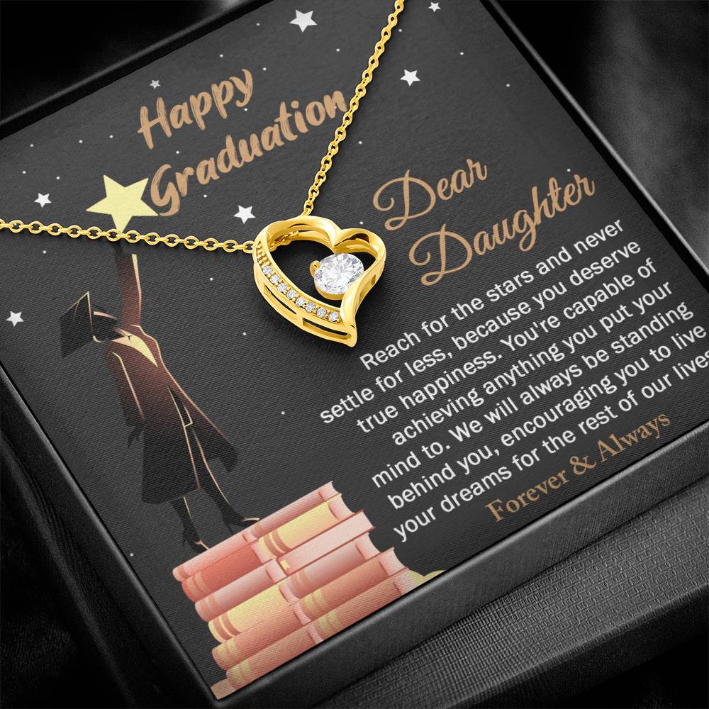 Daughter Graduation Gift - Happy Graduation 2 - Forever Love Heart Necklace