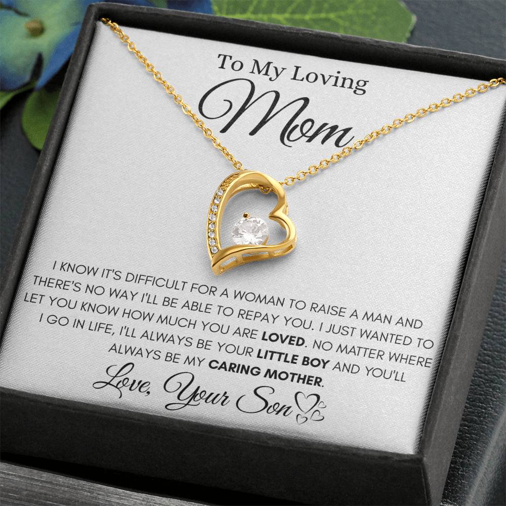 To My Mom From Her Son - Forever Love Heart Necklace -I'll Always Be Your Little Boy
