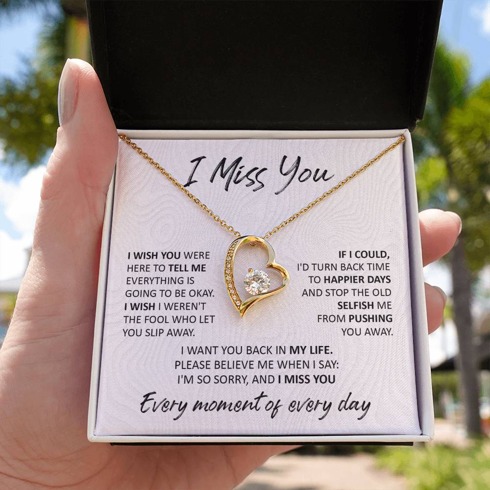 Soulmate -  I Miss You I Wish You Were Here - Forever Love Heart Necklace