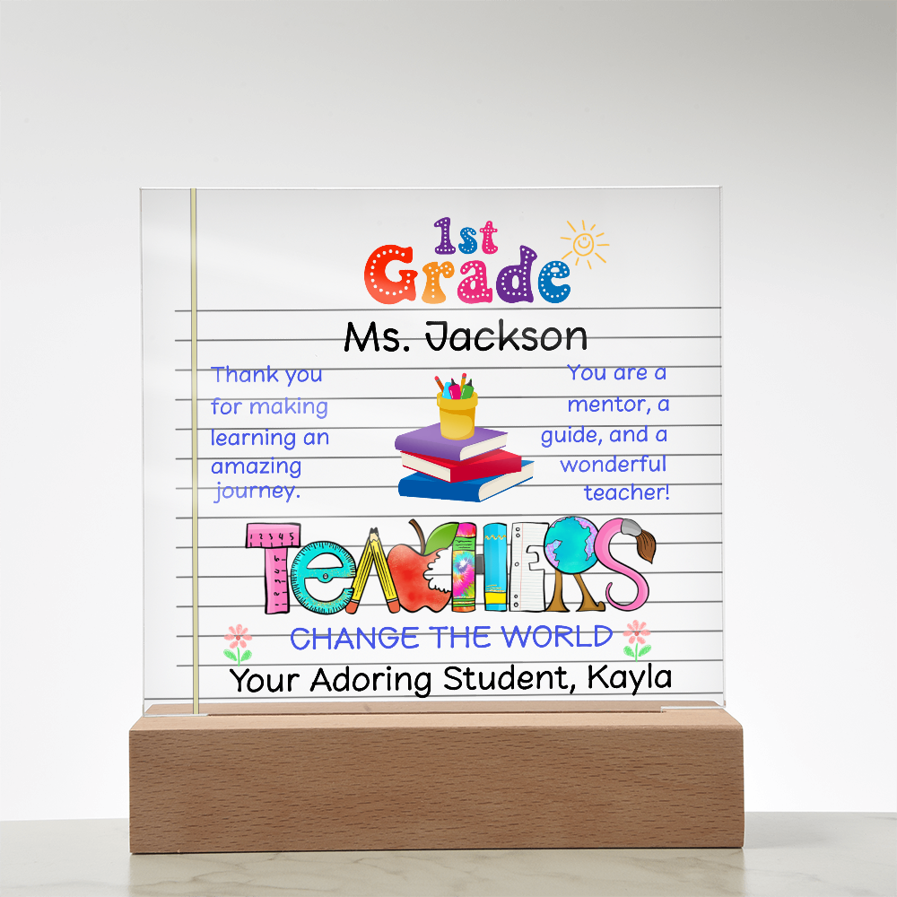 First Grade Teacher Plaque Pers