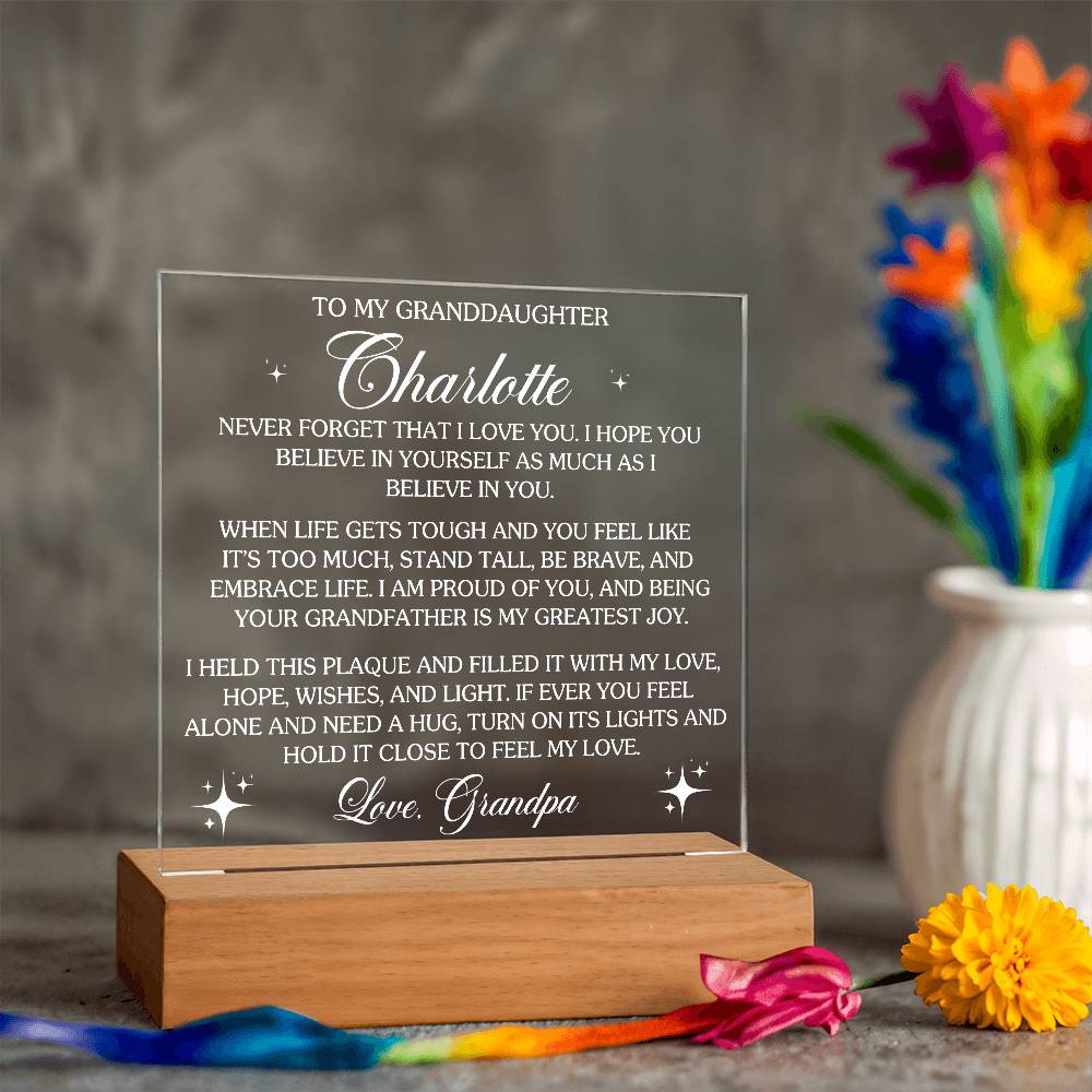 To My Granddaughter - Personalize with Names - Believe in Yourself as Much as I Believe in You  - Acrylic LED Plaque - From Grandpa or Grandma