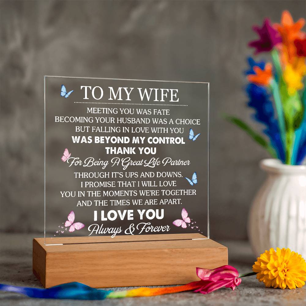 To My Wife - Thank You For Being A Great Life Partner - Acrylic LED Plaque