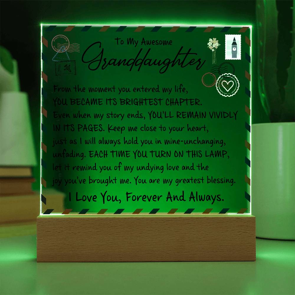 Gift For Granddaughter - My Awesome Granddaughter - Acrylic Plaque with LED