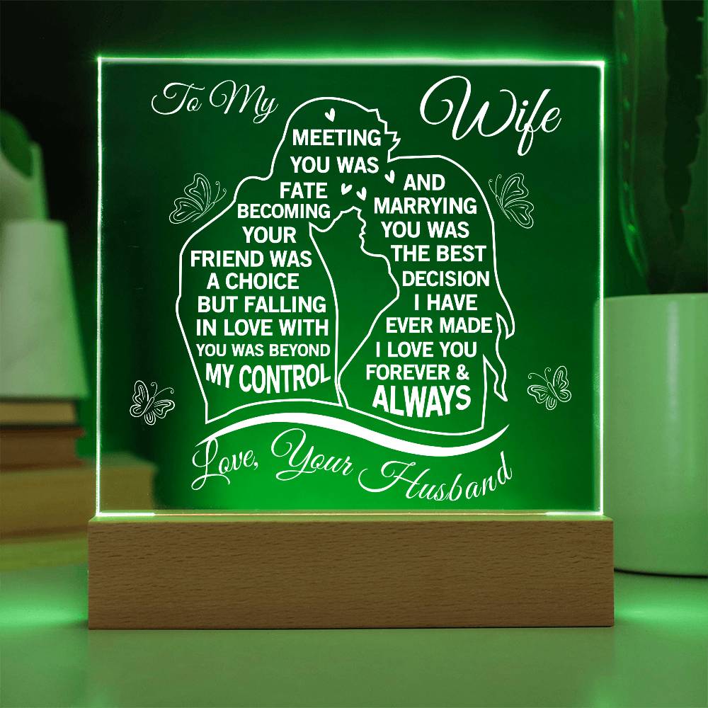 To My Wife Acrylic Message Plaque - Marrying You Was The Best Decision I Ever Made