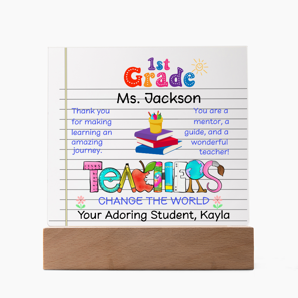 First Grade Teacher Plaque Pers