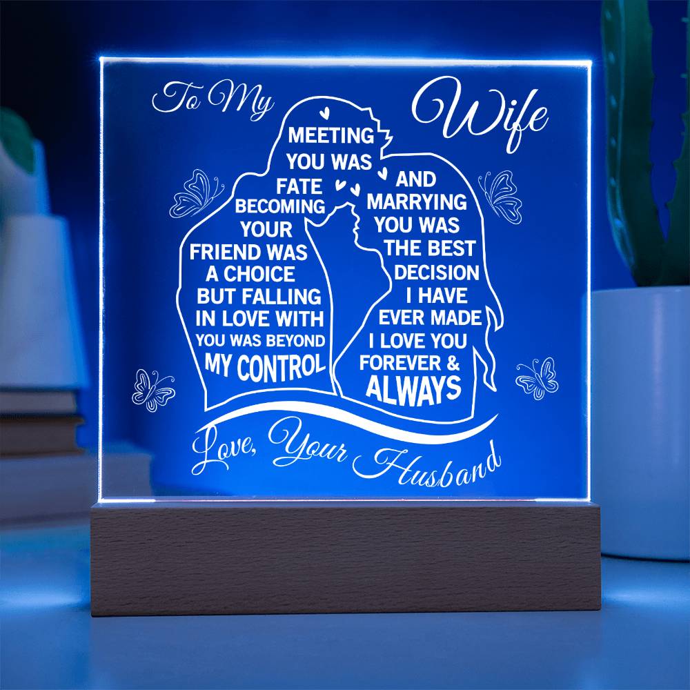 To My Wife Acrylic Message Plaque - Marrying You Was The Best Decision I Ever Made