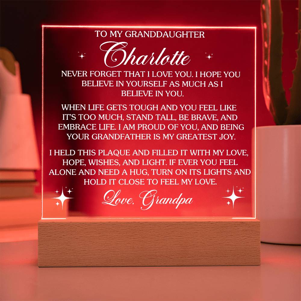 To My Granddaughter - Personalize with Names - Believe in Yourself as Much as I Believe in You  - Acrylic LED Plaque - From Grandpa or Grandma