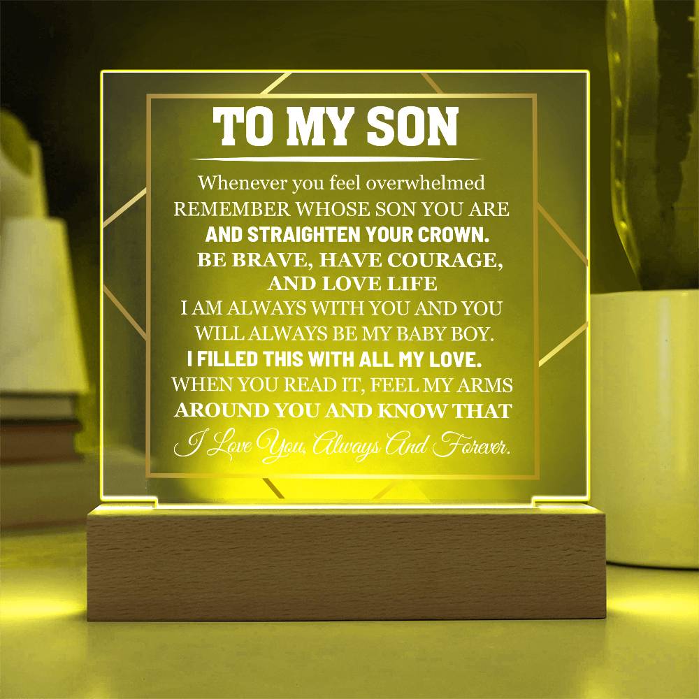 To My Son - Feel My Arms Around You - Acrylic LED Plaque Sign