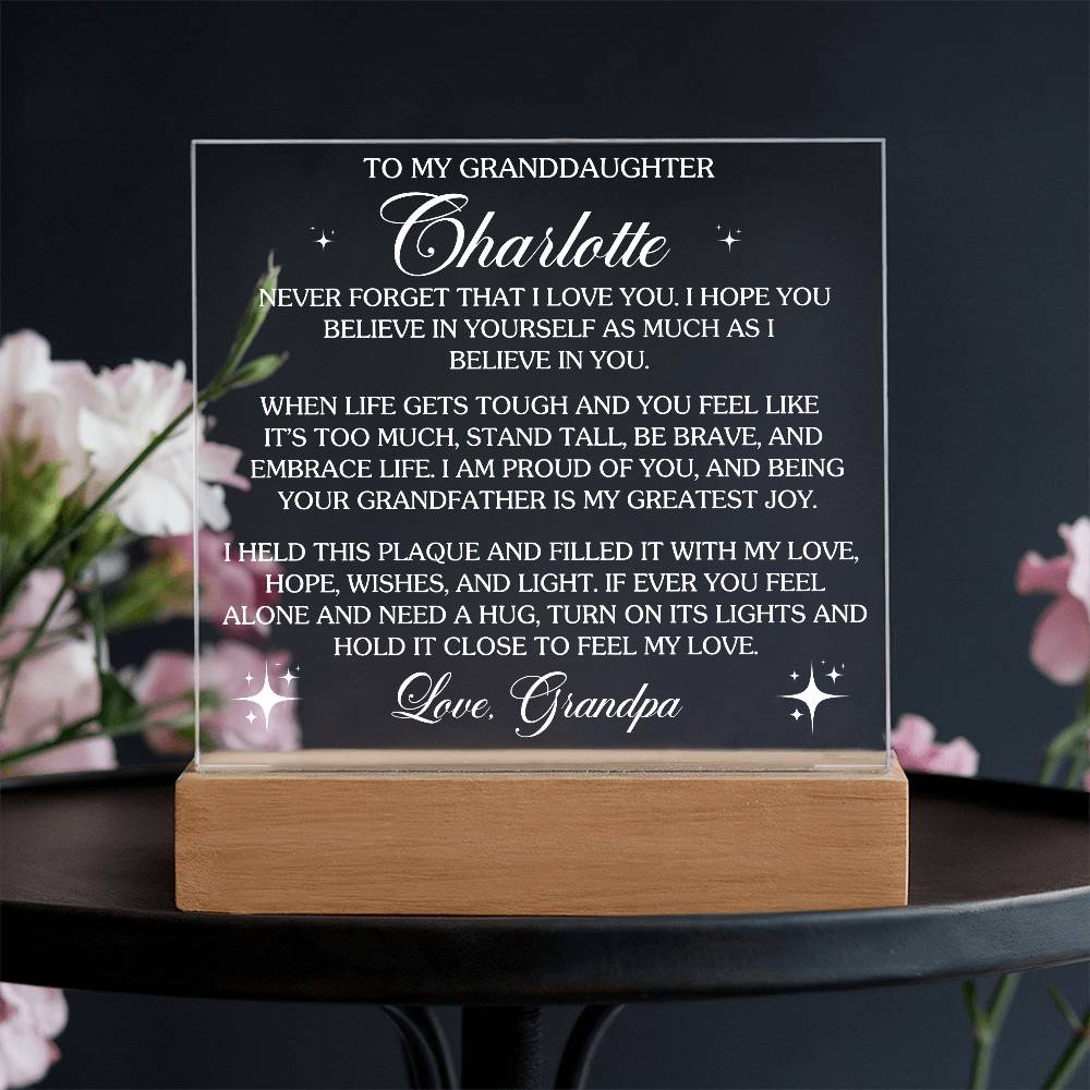 To My Granddaughter - Personalize with Names - Believe in Yourself as Much as I Believe in You  - Acrylic LED Plaque - From Grandpa or Grandma