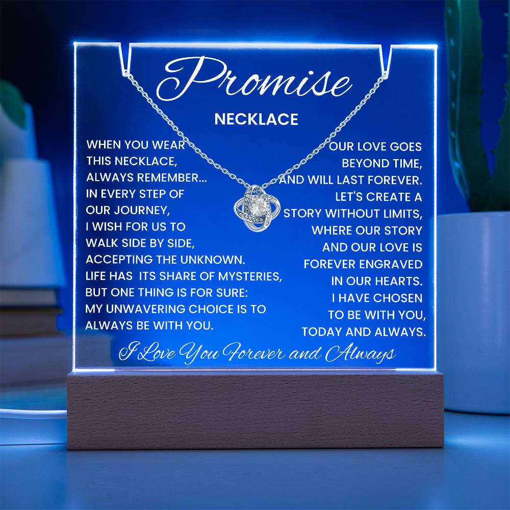 Soulmate Promise Love Knot Necklace with Acrylic Message Plaque - I Have Chosen To Be With You Today and Always