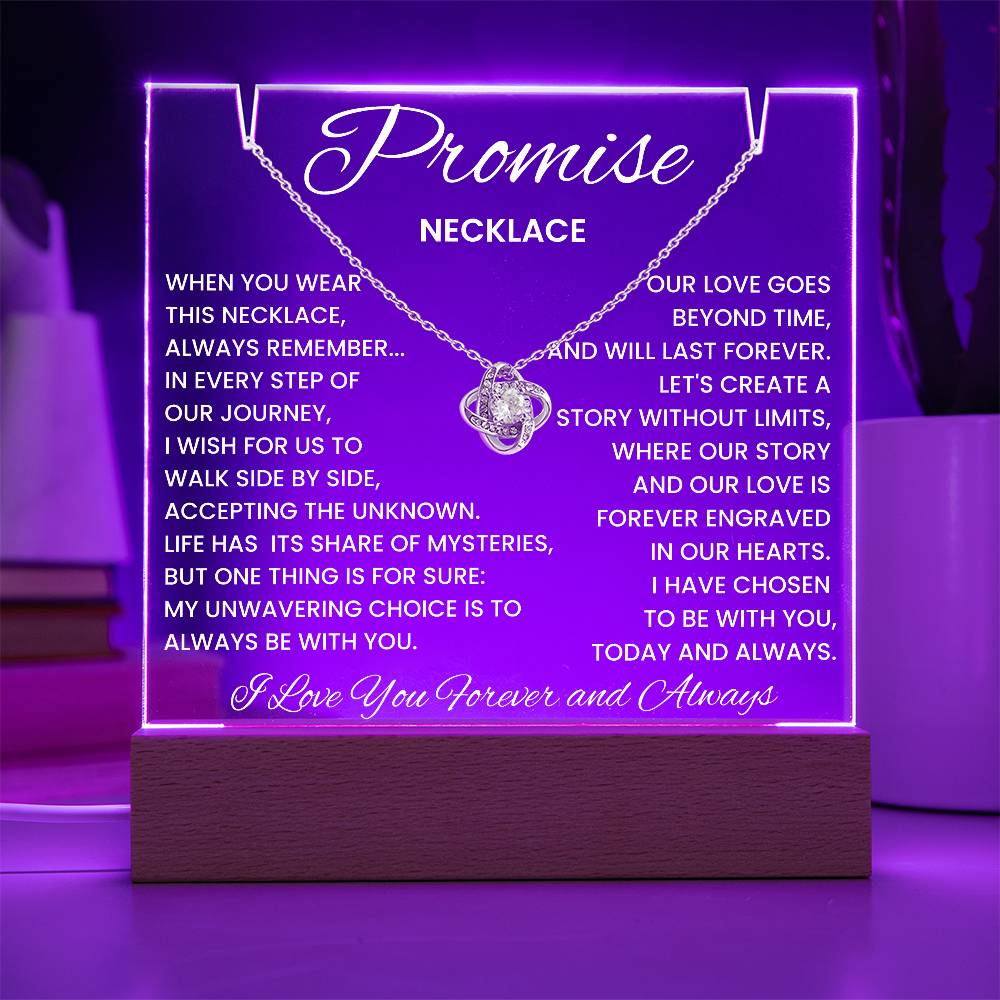 Soulmate Promise Love Knot Necklace with Acrylic Message Plaque - I Have Chosen To Be With You Today and Always