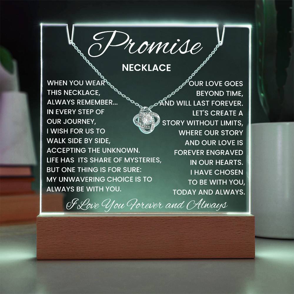 Soulmate Promise Love Knot Necklace with Acrylic Message Plaque - I Have Chosen To Be With You Today and Always