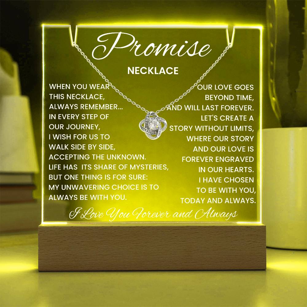 Soulmate Promise Love Knot Necklace with Acrylic Message Plaque - I Have Chosen To Be With You Today and Always