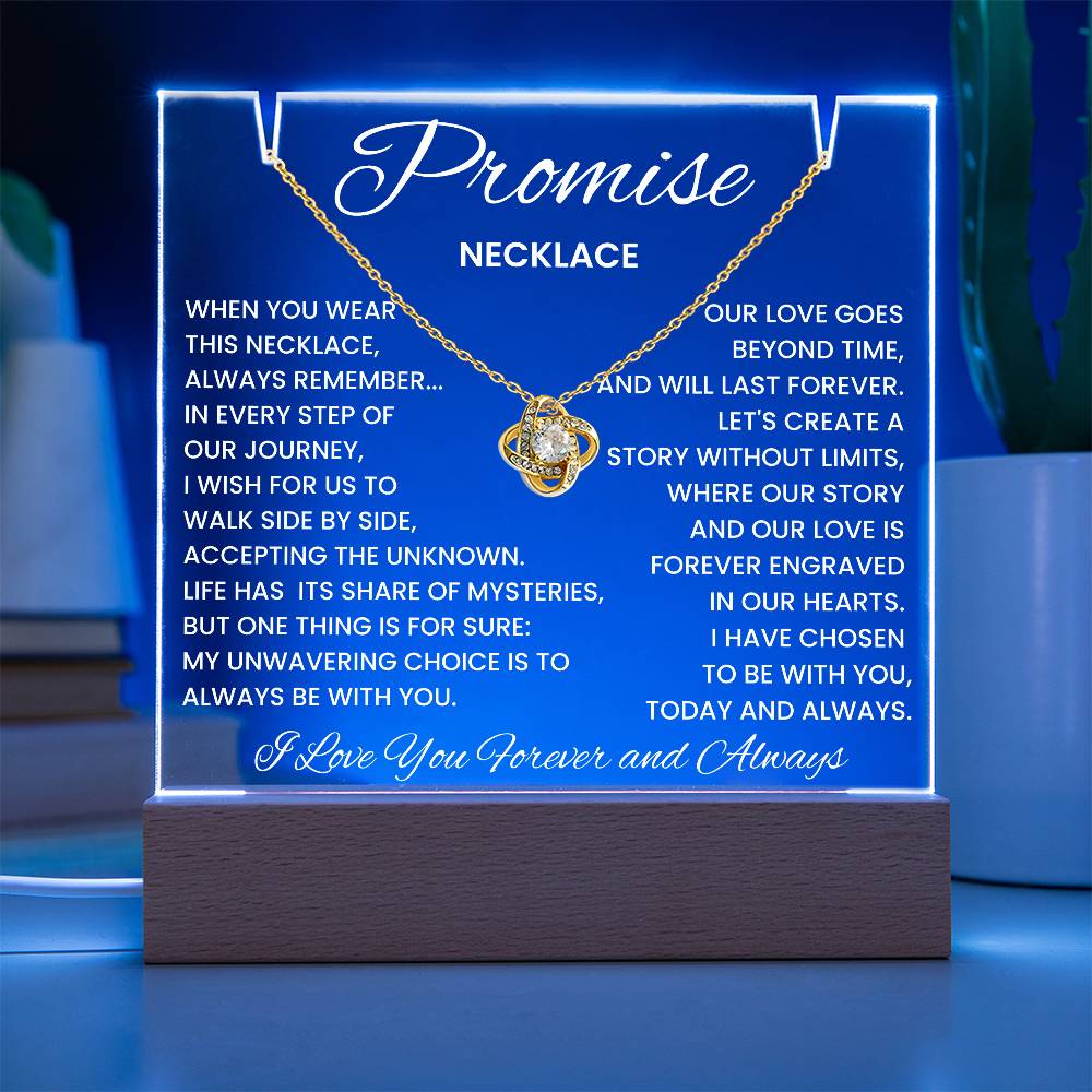 Soulmate Promise Love Knot Necklace with Acrylic Message Plaque - I Have Chosen To Be With You Today and Always