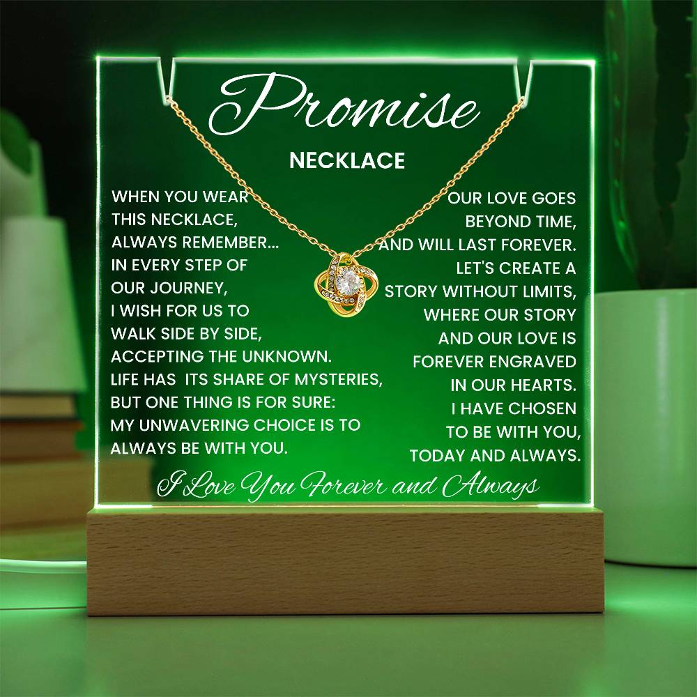 Soulmate Promise Love Knot Necklace with Acrylic Message Plaque - I Have Chosen To Be With You Today and Always