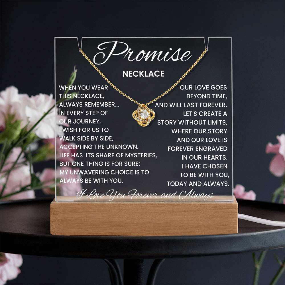 Soulmate Promise Love Knot Necklace with Acrylic Message Plaque - I Have Chosen To Be With You Today and Always