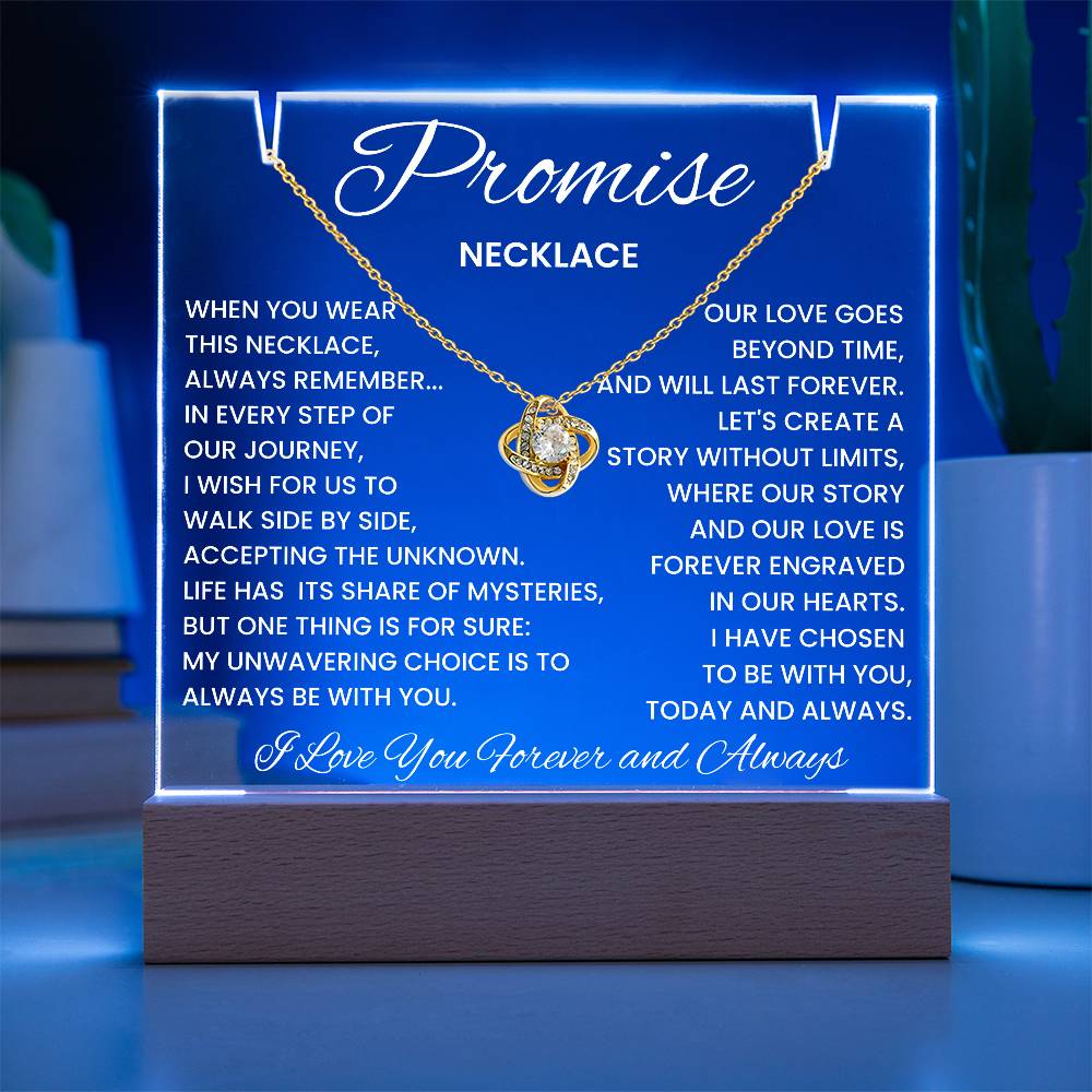 Soulmate Promise Love Knot Necklace with Acrylic Message Plaque - I Have Chosen To Be With You Today and Always