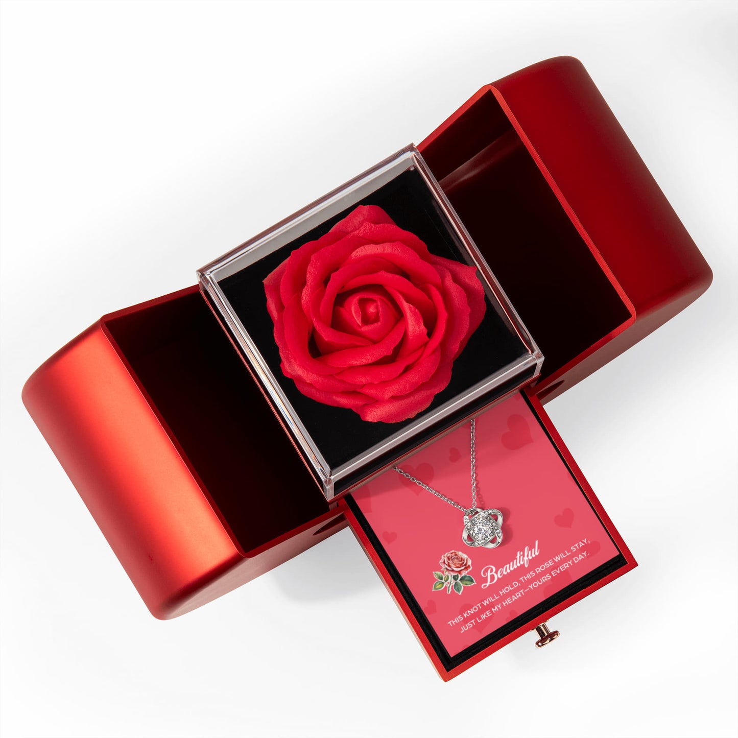 To My Wife - My Heart Is Yours Everyday - Eternal Love Knot Necklace with Red Heart Rose Gift Box - Free Shipping Included
