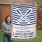 Personalized Woven Blanket for Lake House Owner - Family Name Lake House - Knot - Paddles - Canoes
