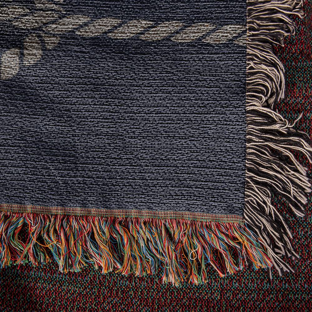 Personalized Woven Blanket for Lake House Owner - Family Name Lake House with Heart Rope