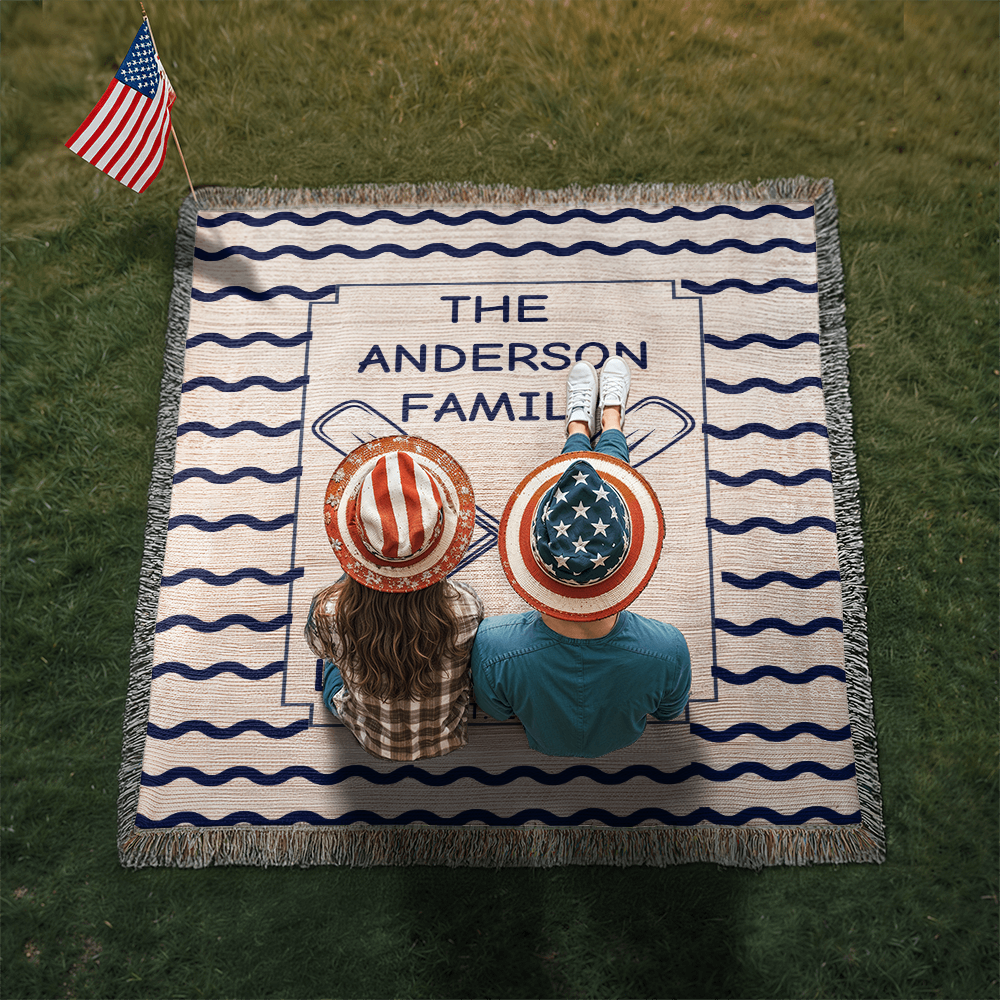 Personalized Woven Blanket for Lake House Owner - Family Name Lake House