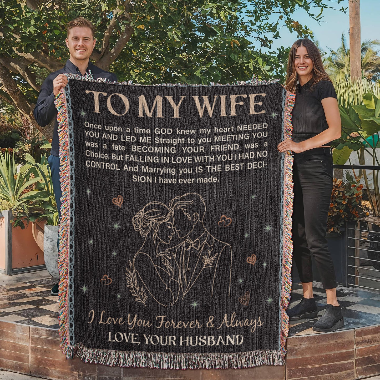 To My Wife - God Knew I Needed You - Heirloom Woven Blanket