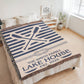 Personalized Woven Blanket for Lake House Owner - Family Name Lake House - Knot - Paddles - Canoes
