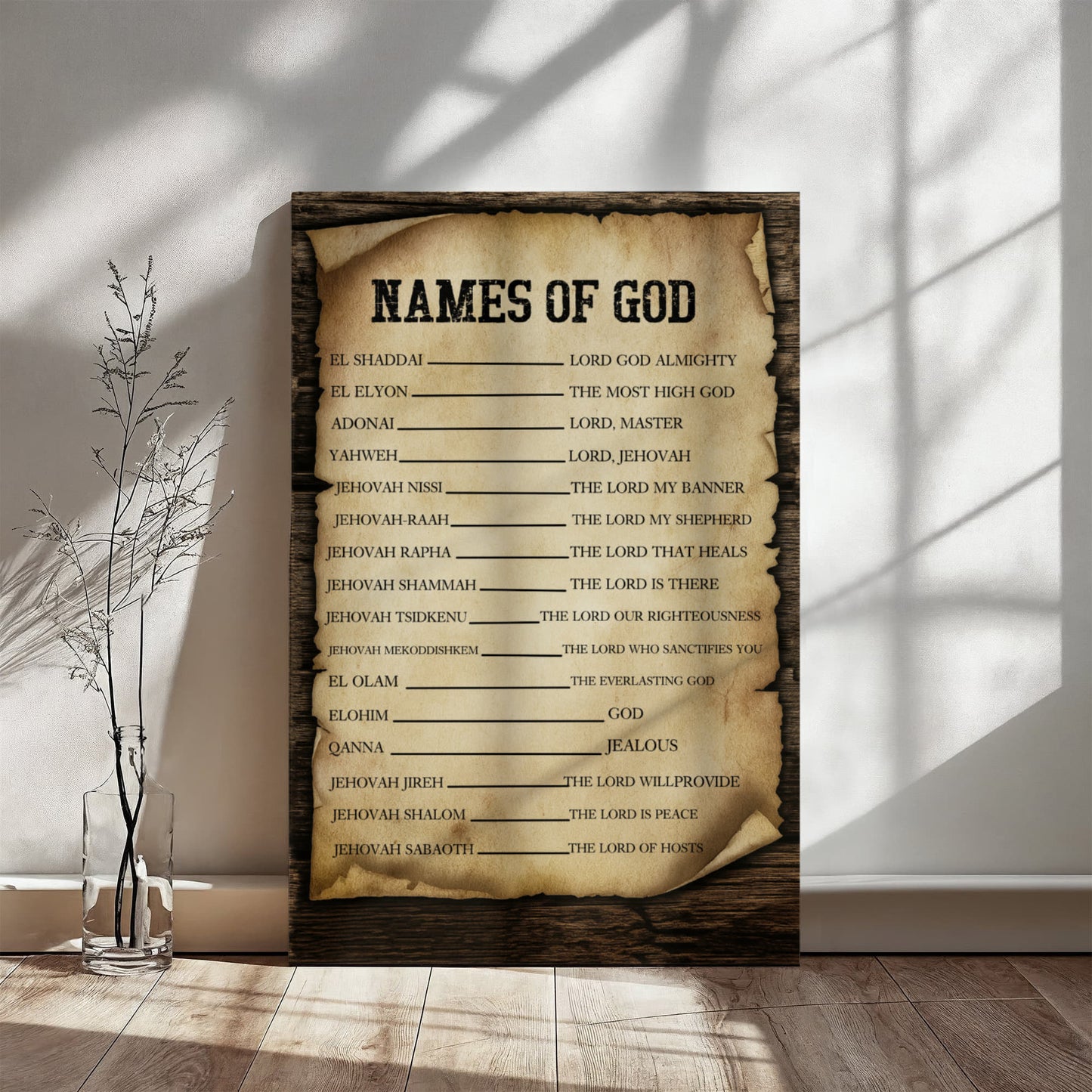 Names of God Wall Canvas - Free Shipping Included