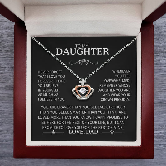 To My Daughter - You Are Braver Than You Believe - Crown Necklace in a Lighted Luxury Gift Box - Price Includes Free Shipping