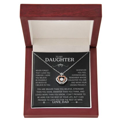 To My Daughter - You Are Braver Than You Believe - Crown Necklace in a Lighted Luxury Gift Box - Price Includes Free Shipping