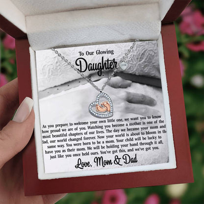 To Our Daughter-14K Rose Gold Baby Feet Necklace-You Were Born To Be A Mom