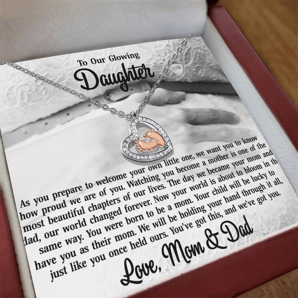 To Our Daughter-14K Rose Gold Baby Feet Necklace-You Were Born To Be A Mom