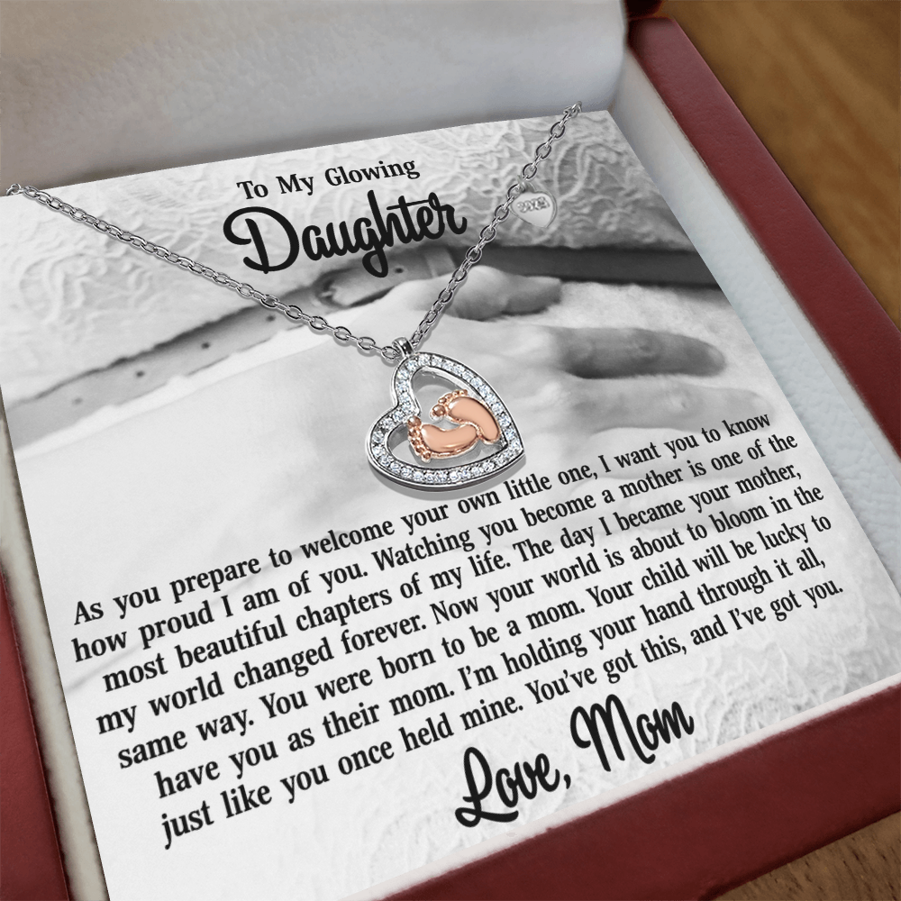 To My Daughter-14K Rose Gold Baby Feet Necklace-You Were Born To Be A Mom