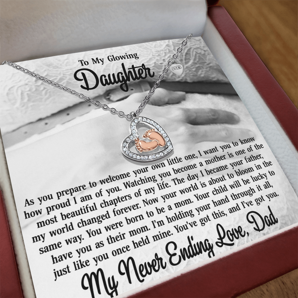 To My Daughter From Dad -14K Rose Gold Baby Feet Necklace-You Were Born To Be A Mom