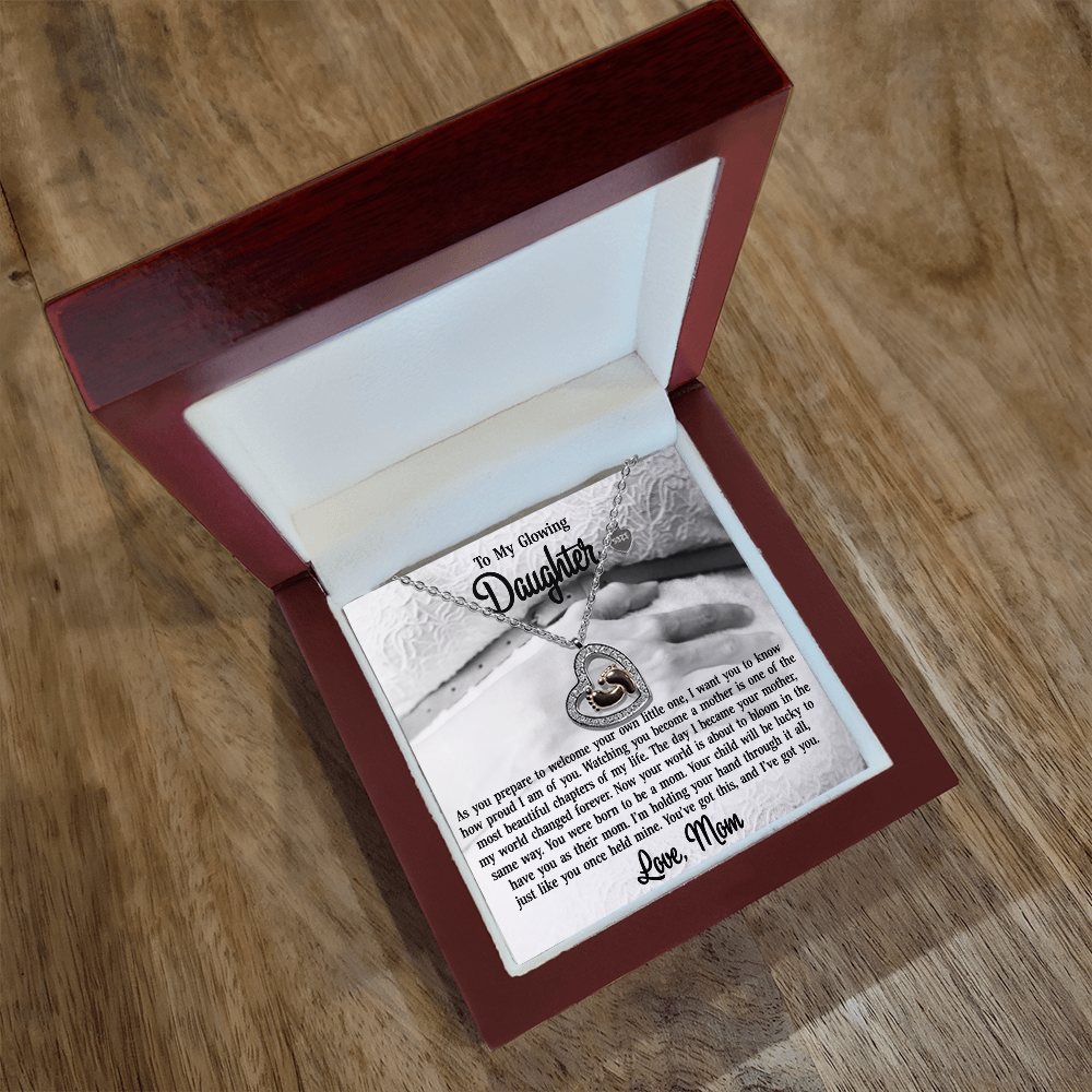 To My Daughter-14K Rose Gold Baby Feet Necklace-You Were Born To Be A Mom