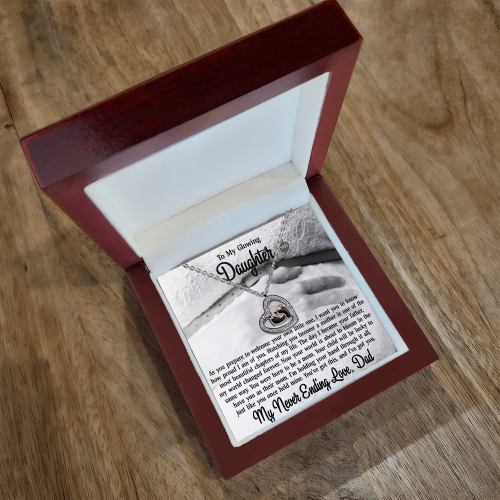 To My Daughter From Dad -14K Rose Gold Baby Feet Necklace-You Were Born To Be A Mom