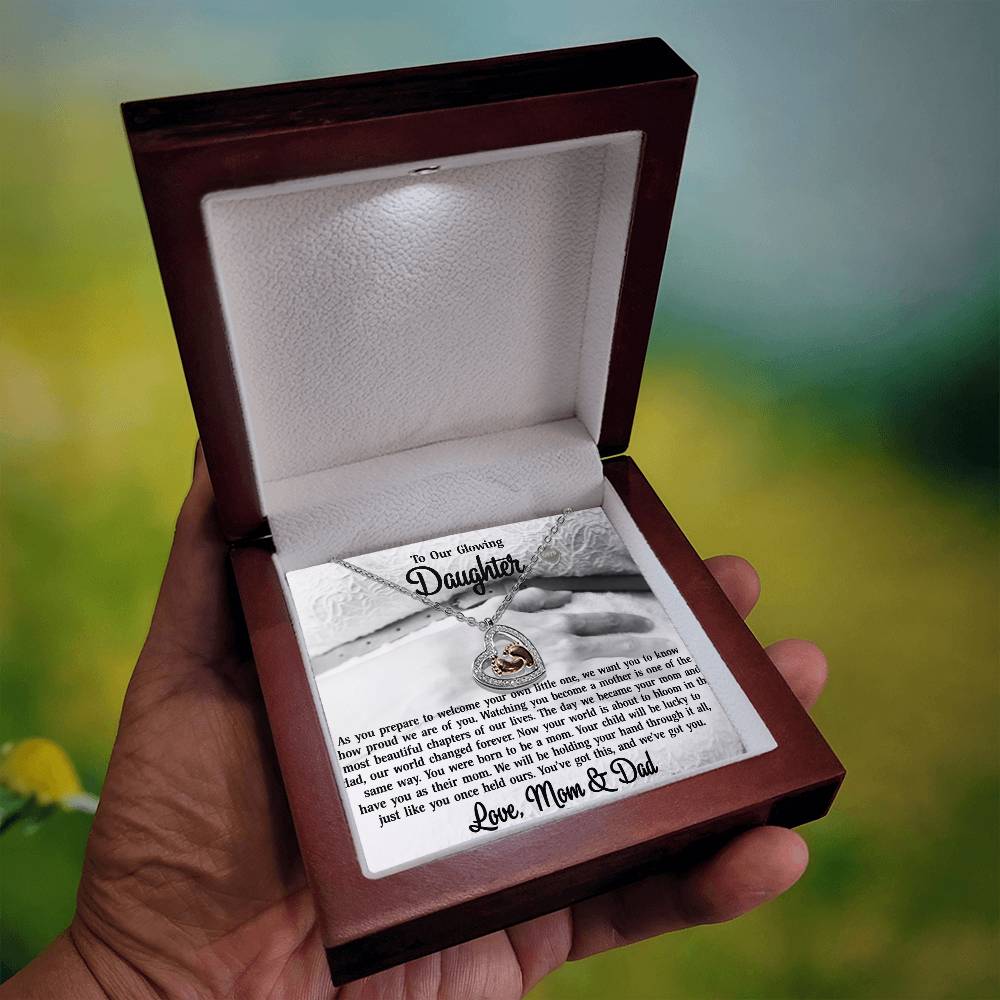 To Our Daughter-14K Rose Gold Baby Feet Necklace-You Were Born To Be A Mom