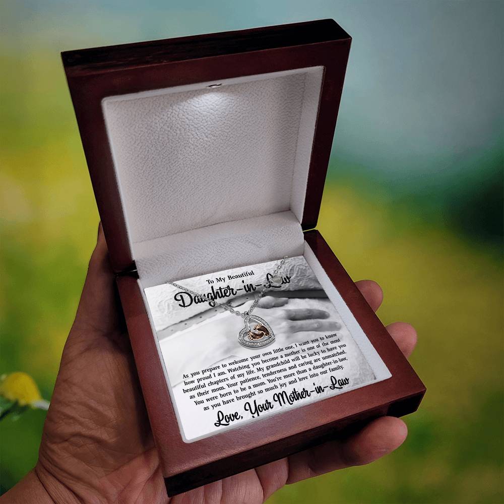 To My Daughter-in-Law-14K Rose Gold Baby Feet Necklace-You Were Born To Be A Mom