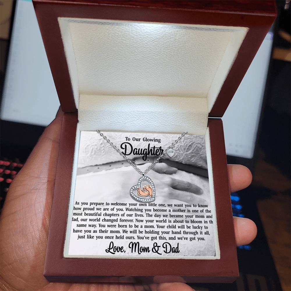 To Our Daughter-14K Rose Gold Baby Feet Necklace-You Were Born To Be A Mom